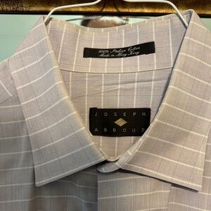 Joseph Abboud Men's Light Gray/lavender Plaid Shirt